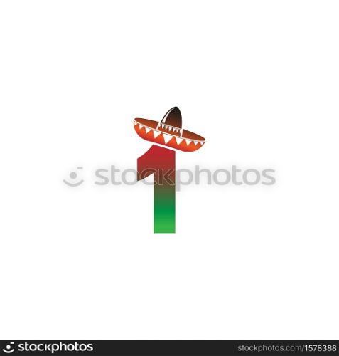 Number 1 Mexican hat concept design illustration