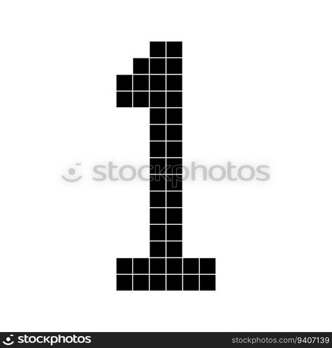 Number 1 one 3d cube pixel shape minecraft 8 bit