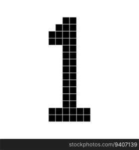 Number 1 one 3d cube pixel shape minecraft 8 bit