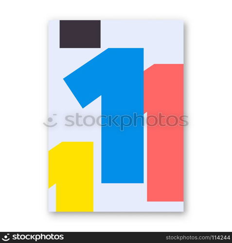 Number 1 poster. Cover design for magazine, printing products, flyer, presentation, brochure or booklet. Vector illustration. Number 1 poster