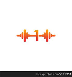 Number 1 with barbell icon fitness design template illustration vector