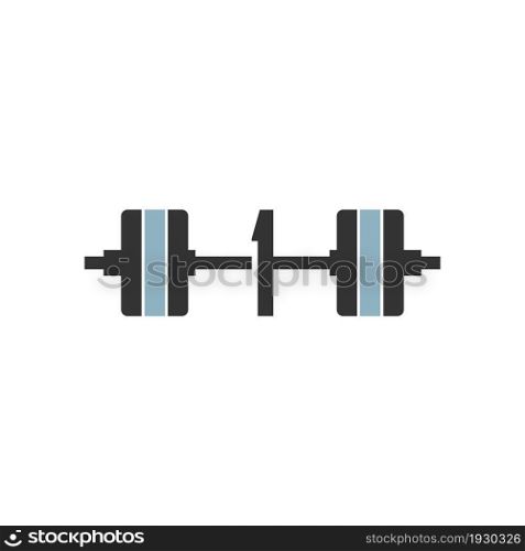 Number 1 with barbell icon fitness design template vector