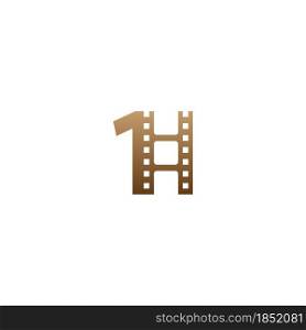 Number 1 with film strip icon logo design template illustration