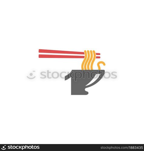 Number 1 with noodle icon logo design vector template