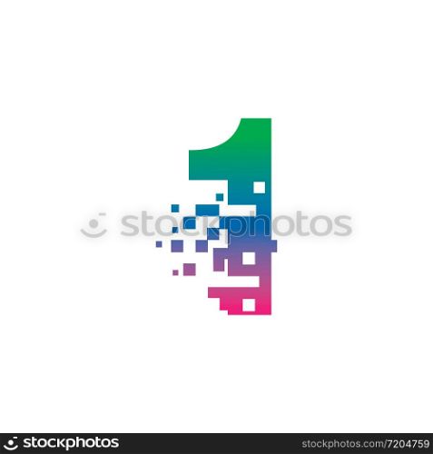 NUMBER 1 with pixel digital logo design gradient concept