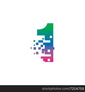 NUMBER 1 with pixel digital logo design gradient concept