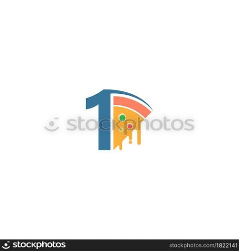 Number 1 with pizza icon logo vector template
