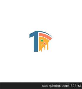 Number 1 with pizza icon logo vector template