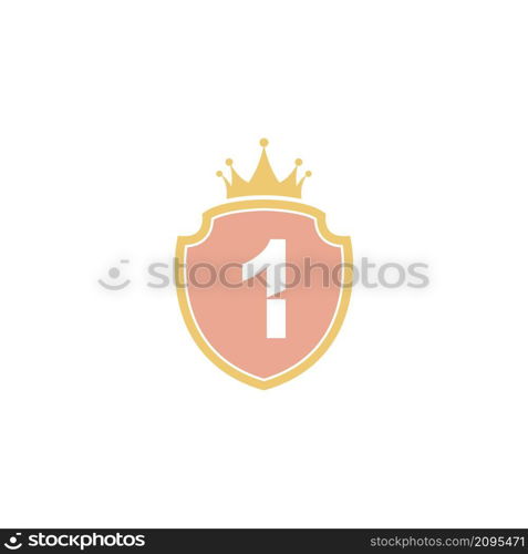 Number 1 with shield icon logo design illustration vector