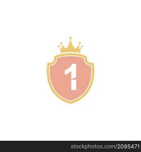 Number 1 with shield icon logo design illustration vector
