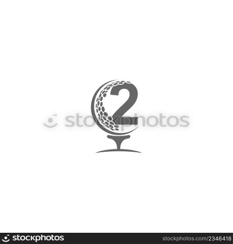 Number 2 and golf ball icon logo design illustration