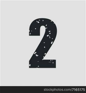 Number 2 grunge style simple design. Vector eps10