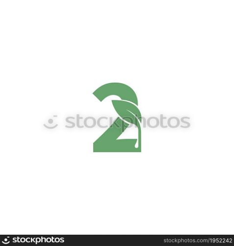 Number 2 icon leaf design concept template vector