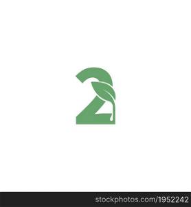 Number 2 icon leaf design concept template vector