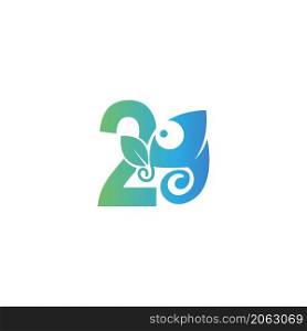 Number 2 icon with chameleon logo design template vector