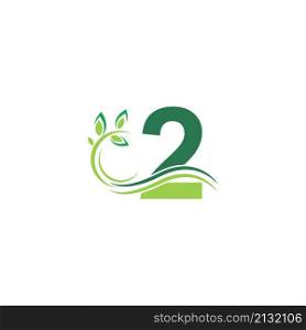 Number 2 Icon with floral logo design template illustration vector