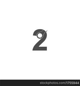 Number 2 logo icon with wrench design vector illustration