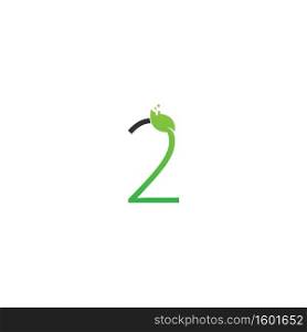 Number 2 logo leaf digital icon design concept vector