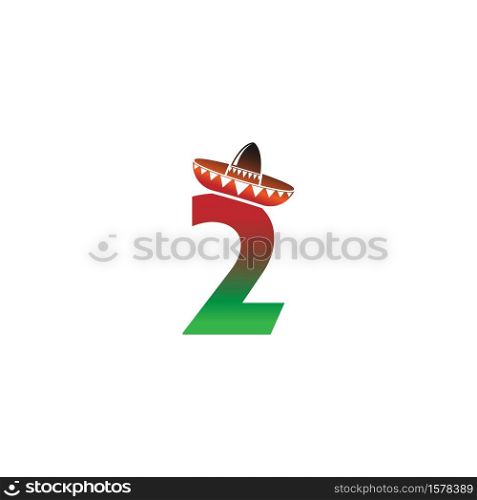 Number 2 Mexican hat concept design illustration
