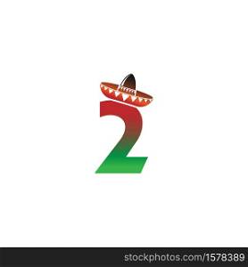 Number 2 Mexican hat concept design illustration