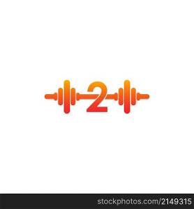 Number 2 with barbell icon fitness design template illustration vector