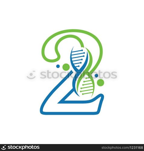 Number 2 with DNA logo Simple creative template icon