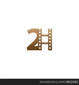 Number 2 with film strip icon logo design template illustration