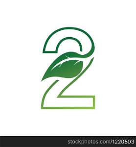 Number 2 with leaf concept logo or symbol template design