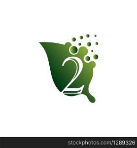 Number 2 with leaf logo modern Creative template design