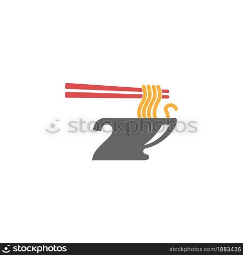 Number 2 with noodle icon logo design vector template