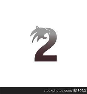 Number 2 with panther head icon logo vector template