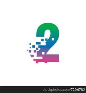 NUMBER 2 with pixel digital logo design gradient concept