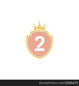 Number 2 with shield icon logo design illustration vector