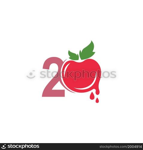 Number 2 with tomato icon logo design template illustration vector
