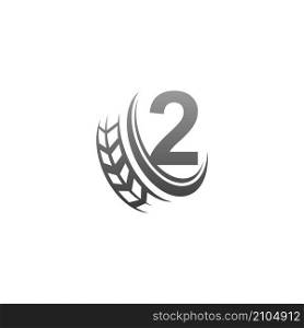 Number 2 with trailing wheel icon design template illustration vector