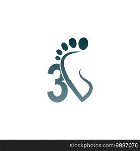 Number 3 icon logo combined with footprint icon design template