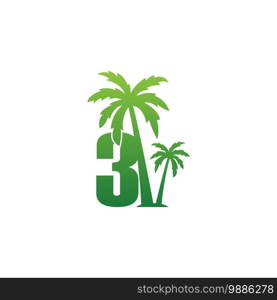 Number 3 logo and  coconut tree icon design vector illustration