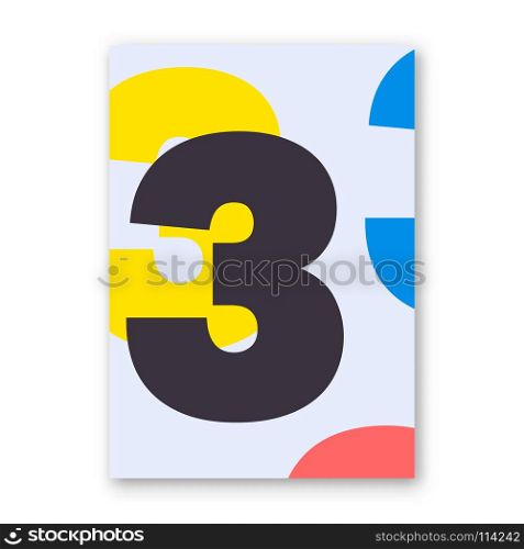 Number 3 poster. Cover design for magazine, printing products, flyer, presentation, brochure or booklet. Vector illustration. Number 3 poster