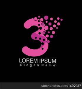 Number 3 with dots gradient logo Corporate branding identity vector illustration