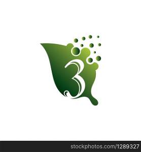 Number 3 with leaf logo modern Creative template design