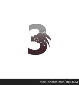 Number 3 with panther head icon logo vector template