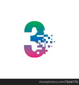 NUMBER 3 with pixel digital logo design gradient concept