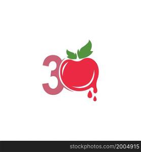 Number 3 with tomato icon logo design template illustration vector