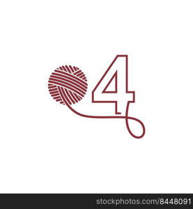 Number 4 and skein of yarn icon design illustration vector