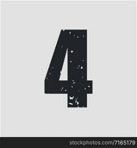 Number 4 grunge style simple design. Vector eps10