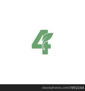 Number 4 icon leaf design concept template vector
