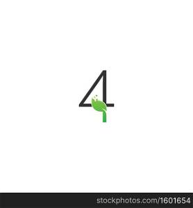 Number 4 logo leaf digital icon design concept vector