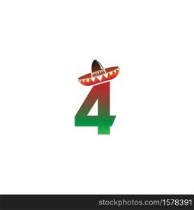 Number 4 Mexican hat concept design illustration