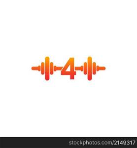Number 4 with barbell icon fitness design template illustration vector