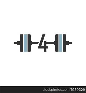 Number 4 with barbell icon fitness design template vector